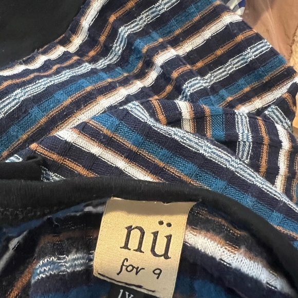 Nu For 9 Women's Sweater Plus Size 1X Textured Knit Blue Beige Multi Stripe - Picture 5 of 5
